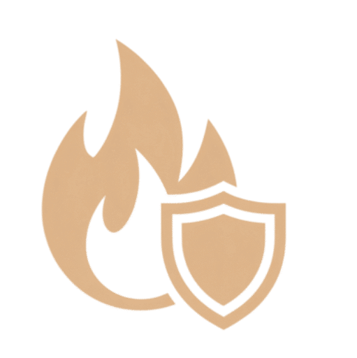 Etäluettava palovaroitin -sivuston logo, jossa on liekki ja kilpi.